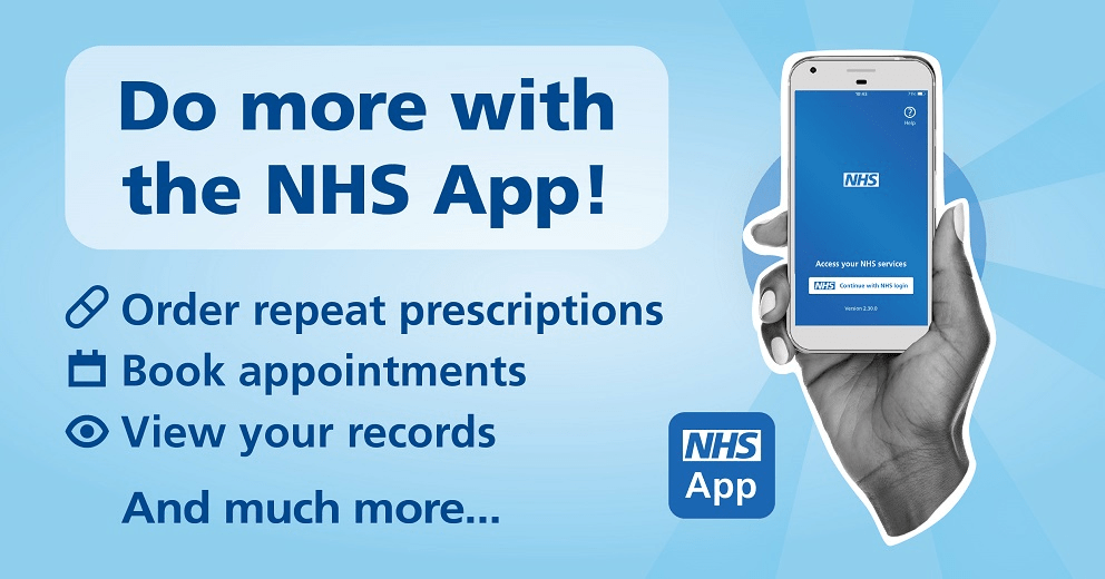 an image showing the NHS APP promoting ordering prescriptions on the NHS app